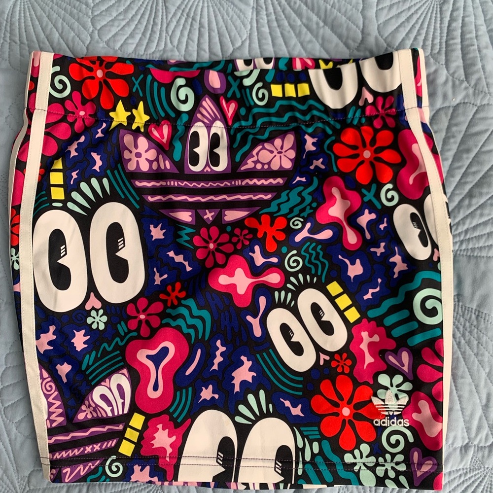 adidas Vibrant Graphic Mini Skirt — Purple, Pink, Red, Teal & White